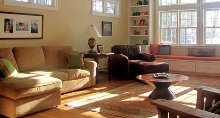 living room, tv, and fireplace