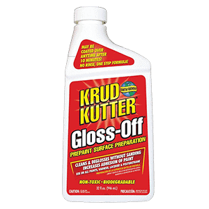 bottle of krud kutter for removing shine from kitchen cabinets