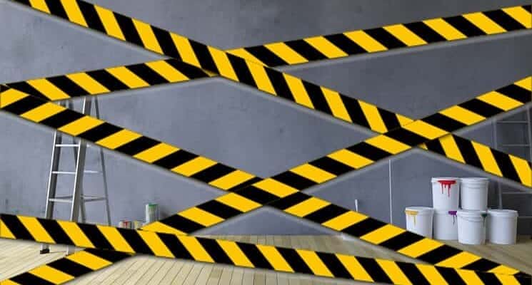 safety tape around a wall
